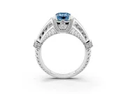 Emerald Cut Vintage Milgrain Engagement Ring Setting for a Fancy Blue Lab-Grown Diamond | Hidden Halo | Platinum
