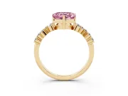 Heart-Shaped Accented Engagement Ring Setting for a Fancy Pink Lab-Grown Diamond | Yellow Gold