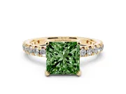 Princess Cut Engagement Ring Setting for a Fancy Green Lab-Grown Diamond | Yellow Gold - Design NV-24510