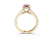 Emerald Cut Hidden Halo Pave Engagement Ring Setting for a Fancy Pink Lab-Grown Diamond | Claw Prongs | Yellow Gold