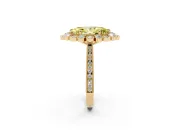 Fancy Yellow Marquise Cut Diamond Halo Milgrain Pavé Ring Set in Yellow gold with Prong Setting