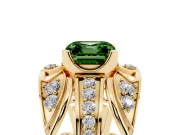 Asscher Cut Art Deco Engagement Ring Setting for a Fancy Green Lab-Grown Diamond | Yellow Gold