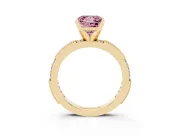 Princess Cut Vintage Pavé Engagement Ring Setting for a Fancy Pink Lab-Grown Diamond | Yellow Gold