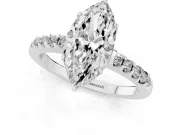 Marquise Hidden Halo Solitaire Engagement Ring Setting | Shared Prong Band | Sterling Silver