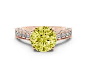 Round Vintage Hidden Halo Engagement Ring Setting for a Fancy Yellow Lab-Grown Diamond | Milgrain Pave Band | Rose Gold