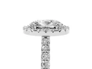Oval Cut Diamond Halo Pavé Solitaire Ring Set in Silver with Prong-Set Center Stone
