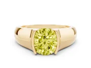 Round Half Bezel Solitaire Engagement Ring Setting for a Fancy Yellow Lab-Grown Diamond | Wide Band | Yellow Gold