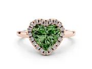 Heart-Shaped Halo Engagement Ring Setting for a Fancy Green Lab-Grown Diamond | Flat Tapered Band | Rose Gold