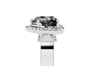 Heart-Shaped Pavé Halo Engagement Ring Setting for a Black Center | Sterling Silver
