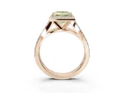 Princess Cut Halo Pavé Engagement Ring Setting for a Fancy Yellow Lab-Grown Diamond | Narrow Split Shank | Rose Gold