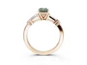 Emerald Cut Tapered Baguette Engagement Ring Setting for a Fancy Green Lab-Grown Diamond | Rose Gold