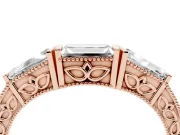 Baguette Diamond Milgrain Band Set in Rose gold with Channel V-Prong Setting