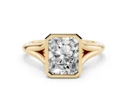 Radiant Cut Bezel Solitaire Engagement Ring Setting | V Split Shank | Yellow Gold