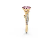 Oval Leaf Pavé Engagement Ring Setting for a Fancy Pink Lab-Grown Diamond | Yellow Gold