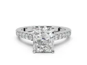 Radiant Cut Pavé Solitaire Engagement Ring Setting | Crossover Gallery | Sterling Silver