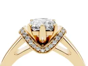 Radiant Cut Pavé Collar Solitaire Engagement Ring Setting | Wide Polished Band | Yellow Gold
