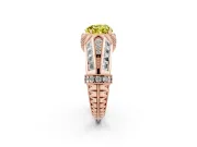 Fancy Yellow Heart Cut Diamond Vintage-Inspired Milgrain Ring Set in Rose gold with Accent Split Shank