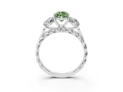 Fancy Green Marquise Cut Diamond Three-Stone Ring Set in Silver with Braided Band