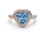 Heart-Shaped Framed Halo Engagement Ring Setting for a Fancy Blue Lab-Grown Diamond | Rose Gold