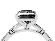 Princess Cut Baguette Side Stone Engagement Ring Setting for a Black Center | Sterling Silver