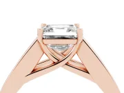 Asscher Cut Diamond Solitaire Ring Set in Rose gold with Channel-Set Accent Stones and Prong Setting