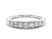 Round Diamond Comfort Fit Band Set in Silver with Channel-Set Row