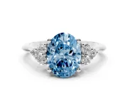 Oval Cluster Accent Engagement Ring Setting for a Fancy Blue Lab-Grown Diamond | Platinum