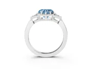Fancy Blue Heart Cut Diamond Milgrain Solitaire Ring Set in Platinum with Tapered Pavé Band and Prong Setting