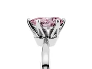 Fancy Pink Pear Cut Diamond Solitaire Engagement Ring Set in Platinum with Slim Tapered Solitaire Band