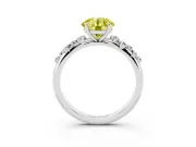 Fancy Yellow Round Cut Diamond Cluster Solitaire Ring Set in Silver with Prong Setting