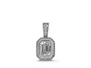 Emerald Cut Lab-Grown Diamond Pavé Halo Pendant Necklace | Graduated Pavé Bail | White Gold