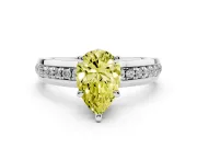 Pear-Shaped Channel Set Engagement Ring Setting for a Fancy Yellow Lab-Grown Diamond | Rope Collar | Sterling Silver