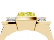 Radiant Cut Channel-Set Three Stone Engagement Ring Setting for a Fancy Yellow Lab-Grown Diamond | Yellow Gold