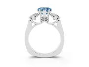 Heart-Shaped 3 Stone Engagement Ring Setting for a Fancy Blue Lab-Grown Diamond | Sterling Silver - Design NV-24828