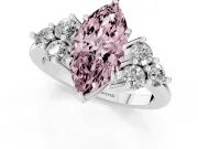 Marquise Cluster Side Stone Engagement Ring Setting for a Fancy Pink Lab-Grown Diamond | Plain Band | Sterling Silver