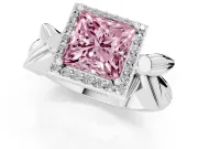 Princess Cut Floral Halo Engagement Ring Setting for a Fancy Pink Lab-Grown Diamond | Platinum
