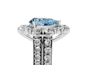 Fancy Blue Pear Cut Diamond Halo Engagement Ring Set in Silver with Split Shank and Prong Setting