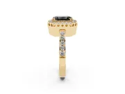 Emerald Cut Milgrain Halo Engagement Ring Setting for a Black Center | Pavé Shoulders | Yellow Gold