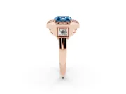 Asscher Cut Milgrain Sectioned Halo Engagement Ring Setting for a Fancy Blue Lab-Grown Diamond | Rose Gold