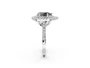 Fancy Black Pear-Shaped Lab-Grown Diamond Double Halo Statement Ring Set in White Gold with Pavé Band