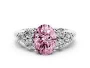 Oval Side Stone Engagement Ring Setting for a Fancy Pink Lab-Grown Diamond | Platinum