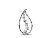 Round Lab-Grown Diamond Graduated Cascading Teardrop Pendant Necklace | Open Frame | Sterling Silver