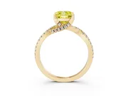 Cushion Cut Twisted Pave Engagement Ring Setting for a Fancy Yellow Lab-Grown Diamond | Split Shank | Yellow Gold