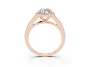 Round Halo Engagement Ring Setting | Pave Split Shank | Rose Gold