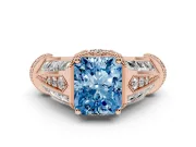 Radiant Cut Vintage Milgrain Engagement Ring Setting for a Fancy Blue Lab-Grown Diamond | Hidden Halo | Rose Gold
