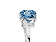 Fancy Blue Princess Cut Diamond Solitaire Twist Band Ring Set in White gold with Prong Setting