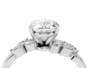 Oval Cut Diamond Solitaire Ring Set in Platinum with Marquise Twist Band and Prong Setting