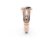 Fancy Black Oval Cut Diamond Halo Ring Set in Rose gold with Double Pavé Split Shank