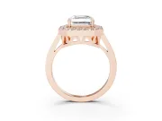 Asscher Cut Halo Engagement Ring Setting | Polished Halo Rim | Rose Gold