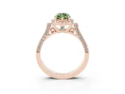 Fancy Green Marquise Cut Diamond Halo Ring Set in Rose gold with Pavé-Lined Split Shank Band